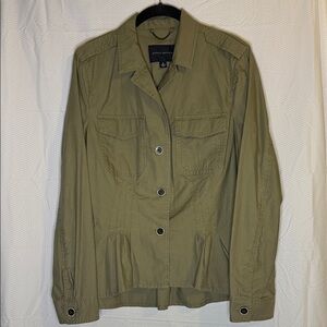 Banana Republic Pleated Button Up Lightweight Olive Utility Jacket Size 10
